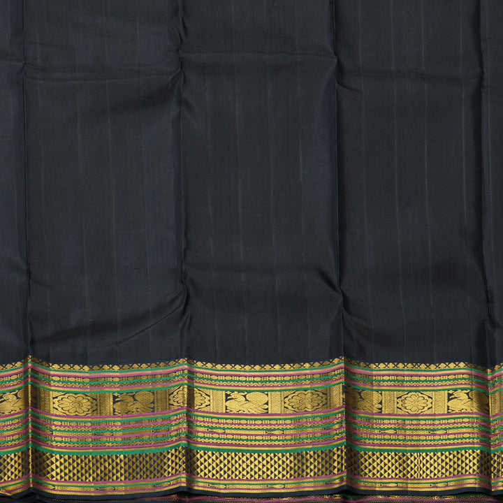 Hayagrivas Handloom Yellow Kanjivaram Silk Saree with Black Border KBF310E14-1