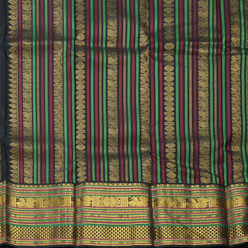 Hayagrivas Handloom Yellow Kanjivaram Silk Saree with Black Border KBF310E14-1