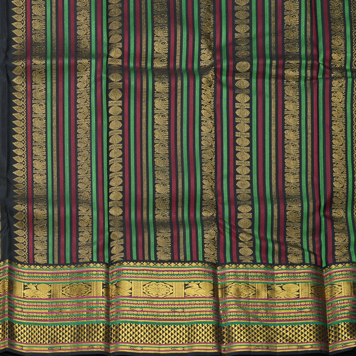 Hayagrivas Handloom Yellow Kanjivaram Silk Saree with Black Border KBF310E14-1