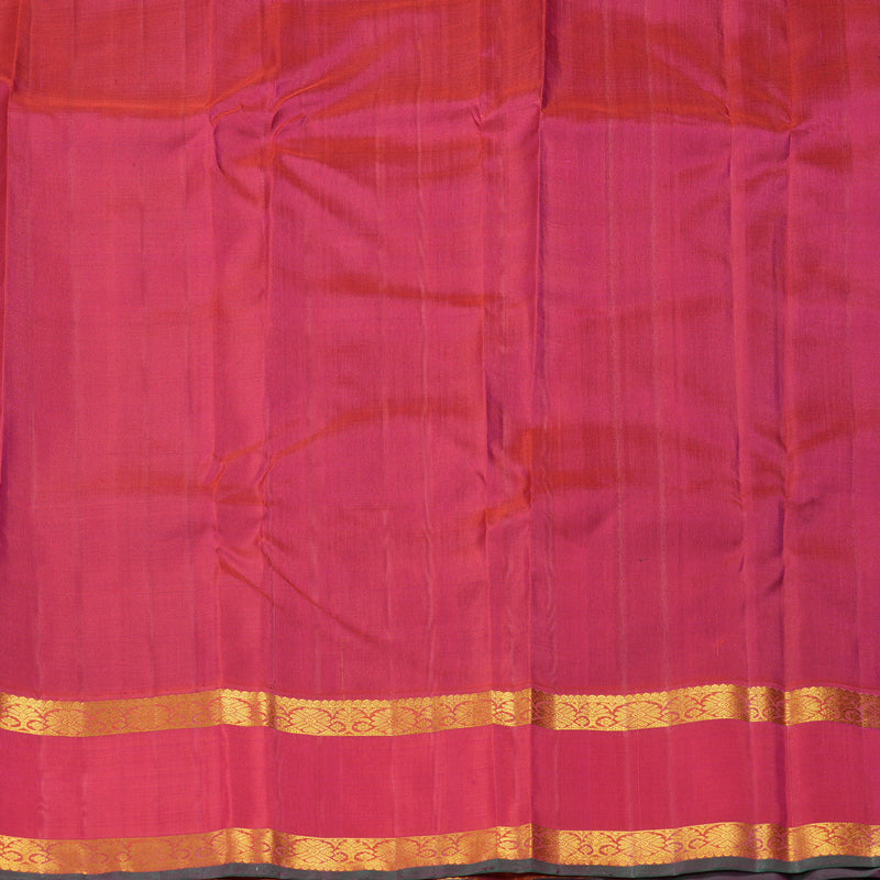 Hayagrivas Handloom Royal Blue Kanjivaram Silk Saree with Reddish-Pink Border KBF310E15-1