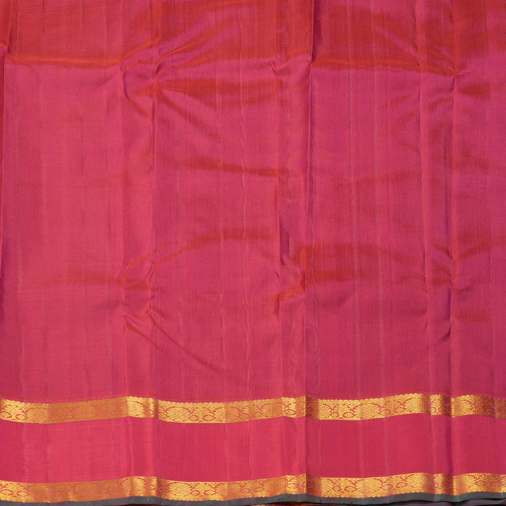 Hayagrivas Handloom Royal Blue Kanjivaram Silk Saree with Reddish-Pink Border KBF310E15-1