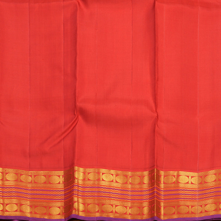 Hayagrivas Handloom Half-White Kanjivaram Silk Saree with Red Border KBF310E19-1