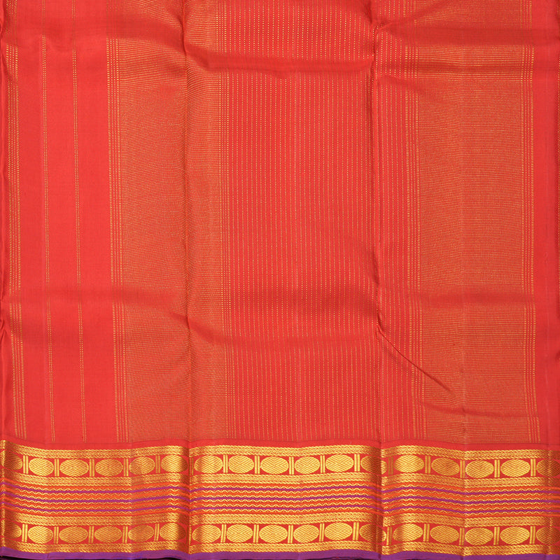 Hayagrivas Handloom Half-White Kanjivaram Silk Saree with Red Border KBF310E19-1