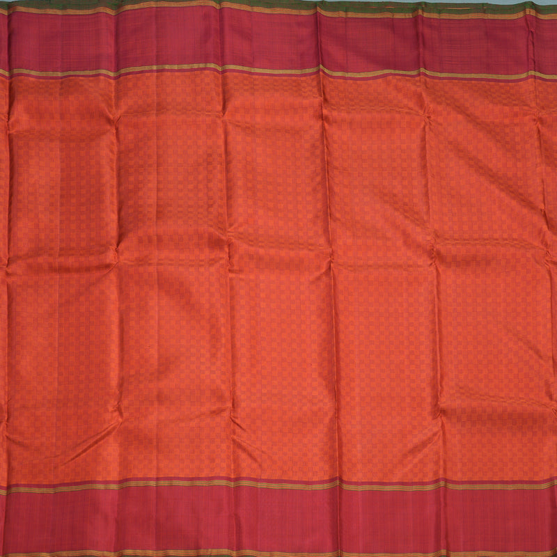 Hayagrivas Handloom Orange (Carpet Checks) Kanjivaram Silk Saree KBF310E6-1