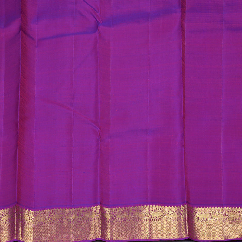 Hayagrivas Handloom Yellow Kanjivaram Silk Saree with Purple Border KBF312E1-1