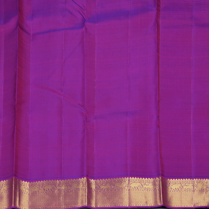 Hayagrivas Handloom Yellow Kanjivaram Silk Saree with Purple Border KBF312E1-1