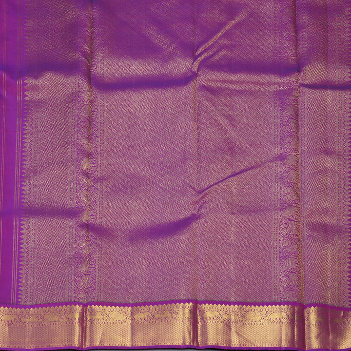 Hayagrivas Handloom Yellow Kanjivaram Silk Saree with Purple Border KBF312E1-1