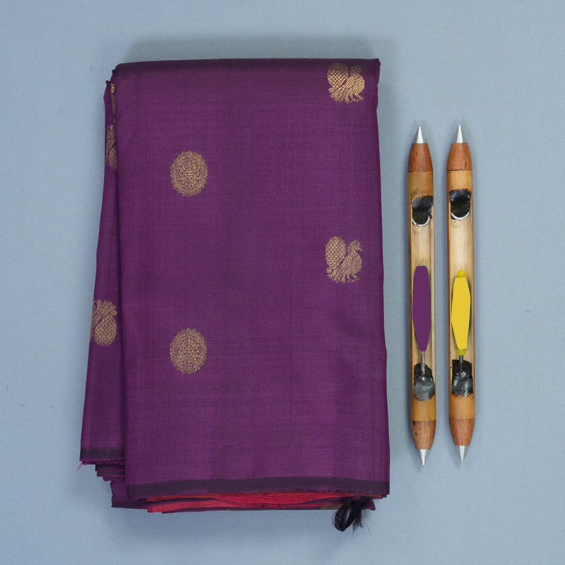 Hayagrivas Handloom Purple Kanjivaram Silk Saree KBF312E13-1