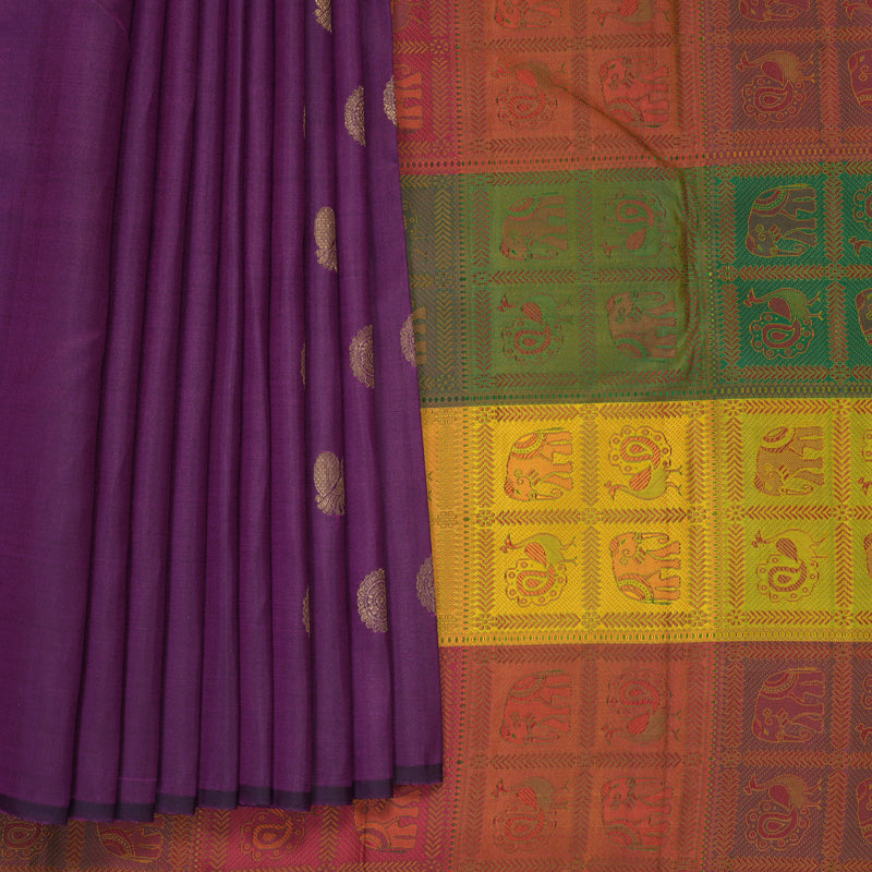Hayagrivas Handloom Purple Kanjivaram Silk Saree KBF312E13-1