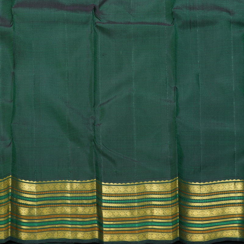 Hayagrivas Handloom Pink Kanjivaram Silk Saree with Bottle Green Border KBF312E2-1