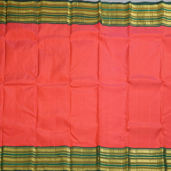 Hayagrivas Handloom Pink Kanjivaram Silk Saree with Bottle Green Border KBF312E2-1