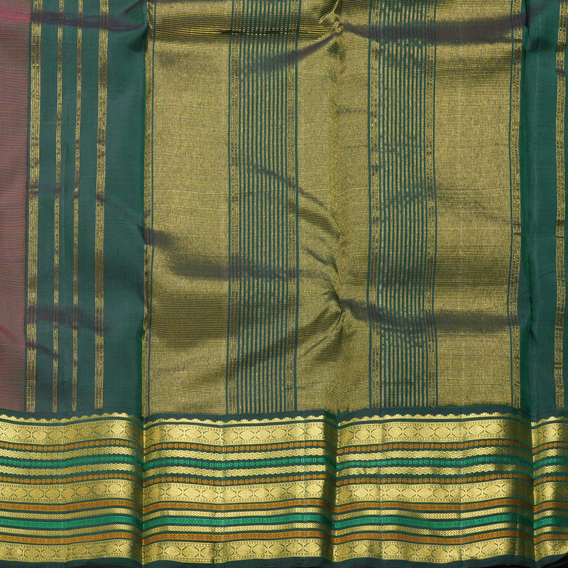 Hayagrivas Handloom Pink Kanjivaram Silk Saree with Bottle Green Border KBF312E2-1