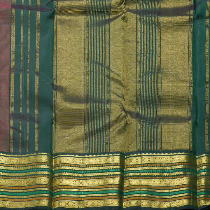 Hayagrivas Handloom Pink Kanjivaram Silk Saree with Bottle Green Border KBF312E2-1