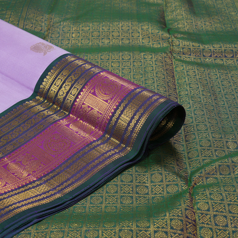 Hayagrivas Handloom Lavendar Kanjivaram Silk Saree with Mayilkazhuthu Border KBF312E8-1