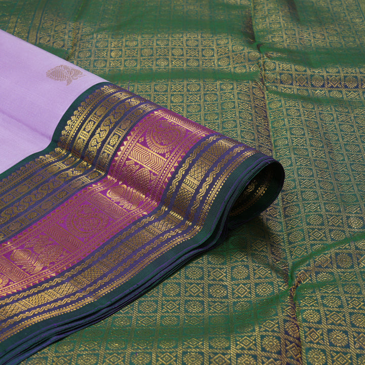 Hayagrivas Handloom Lavendar Kanjivaram Silk Saree with Mayilkazhuthu Border KBF312E8-1