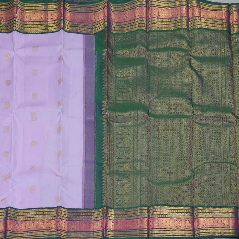 Hayagrivas Handloom Lavendar Kanjivaram Silk Saree with Mayilkazhuthu Border KBF312E8-1