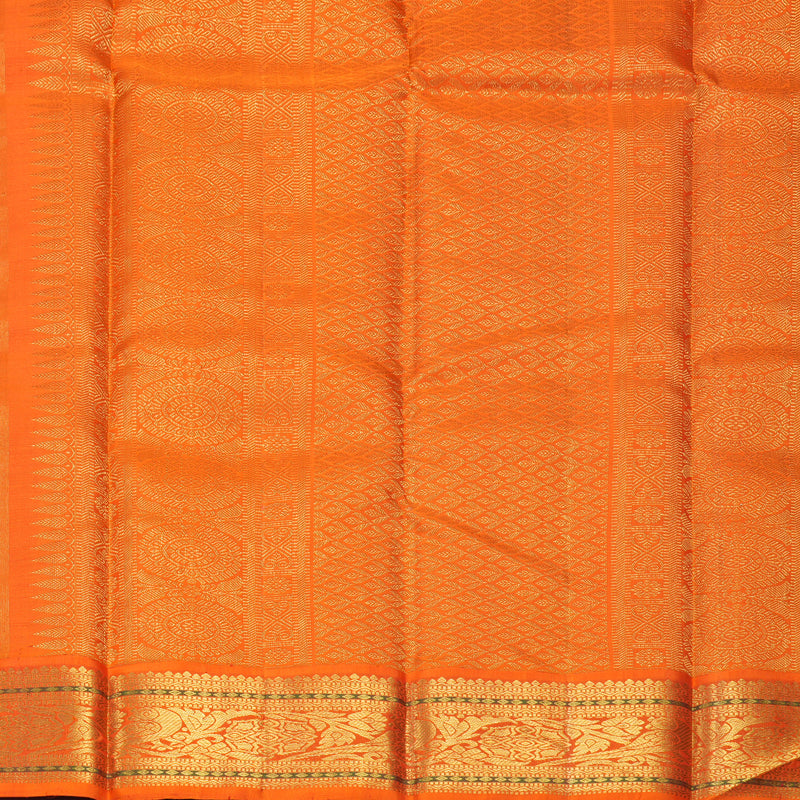 Hayagrivas Handloom Purple Kanjivaram Silk Saree with Orange Border KBF312E9-1