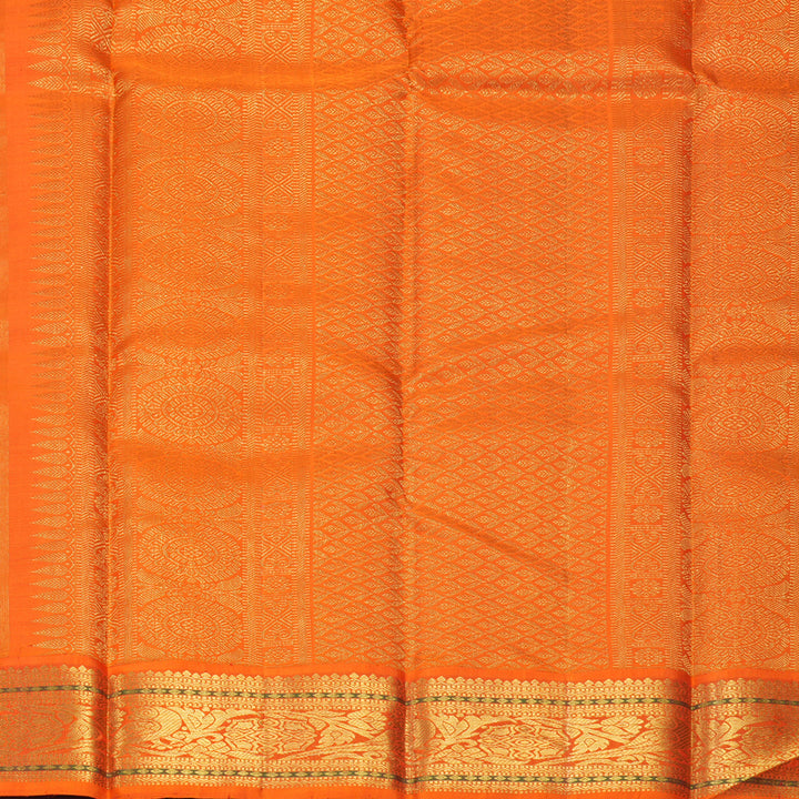Hayagrivas Handloom Purple Kanjivaram Silk Saree with Orange Border KBF312E9-1