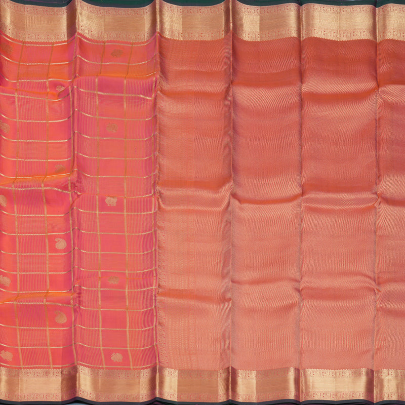 Hayagrivas Handloom Orangish-Pink Kanjivaram Silk Saree KBF316E11-7