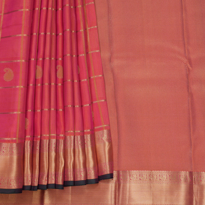 Hayagrivas Handloom Orangish-Pink Kanjivaram Silk Saree KBF316E11-7