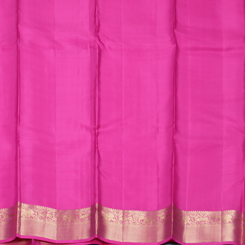 Hayagrivas Handloom Sunset Orange Kanjivaram Silk Saree with Rani Pink Border KBF316E8-2