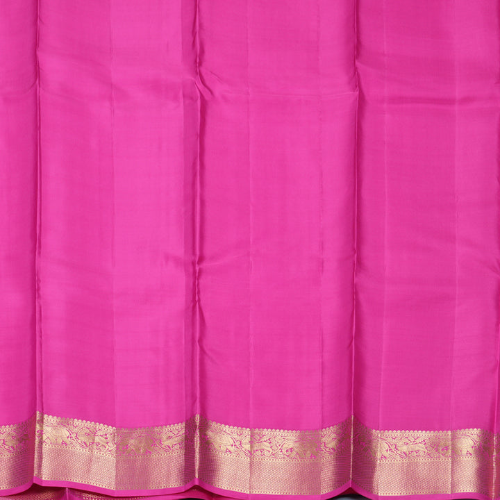 Hayagrivas Handloom Sunset Orange Kanjivaram Silk Saree with Rani Pink Border KBF316E8-2
