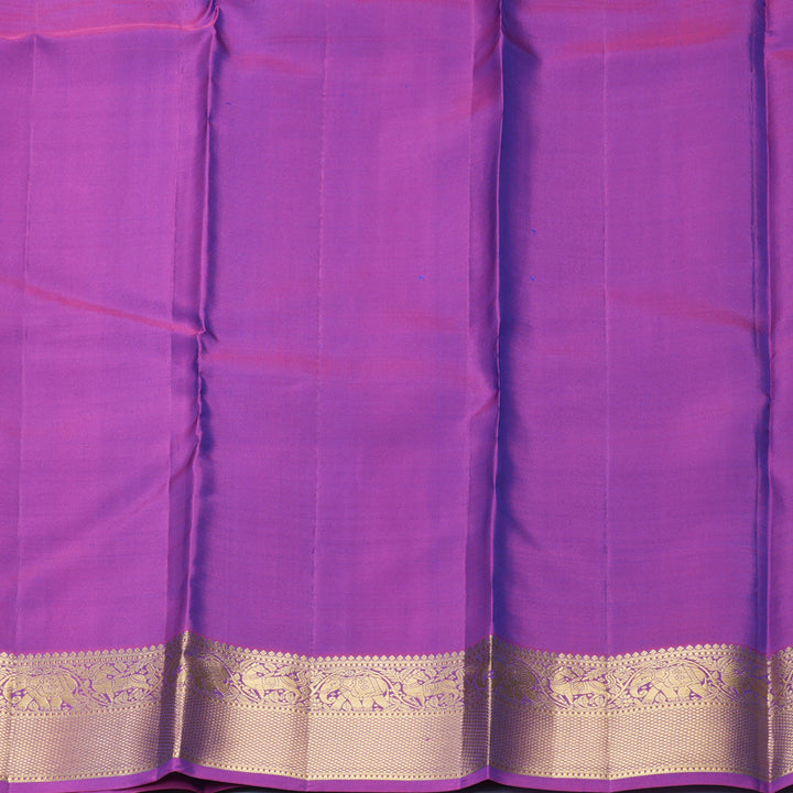 Hayagrivas Handloom Midnight Blue Kanjivaram Silk Saree with Purple Border KBF316E8-4