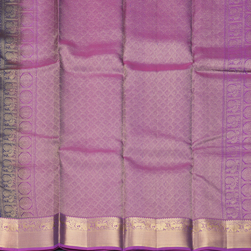 Hayagrivas Handloom Midnight Blue Kanjivaram Silk Saree with Purple Border KBF316E8-4
