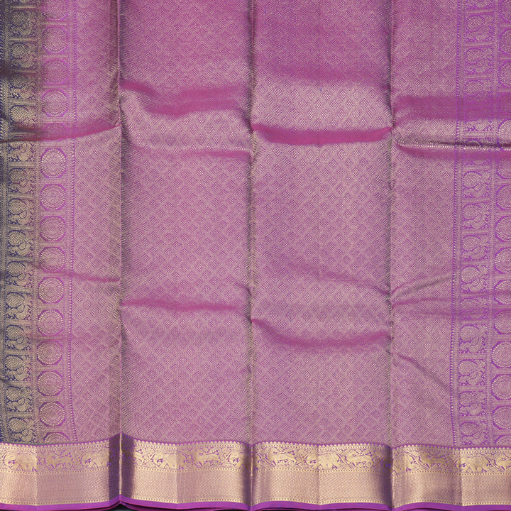 Hayagrivas Handloom Midnight Blue Kanjivaram Silk Saree with Purple Border KBF316E8-4