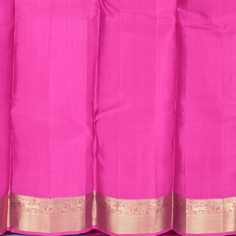 Hayagrivas Handloom Orangish-Pink Kanjivaram Silk Saree with Rani Pink Border KBF316E8-6