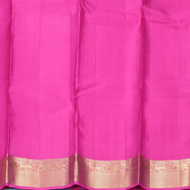 Hayagrivas Handloom Orangish-Pink Kanjivaram Silk Saree with Rani Pink Border KBF316E8-6