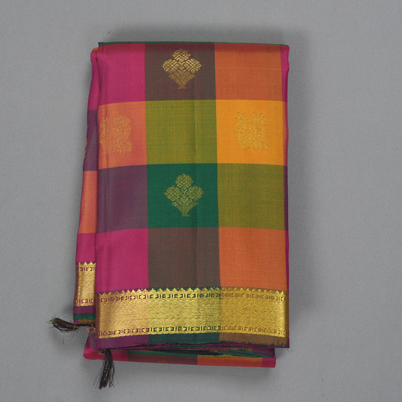 Hayagrivas Handloom Multicolour Checks Kanjivaram Silk Saree KBF318E1-1