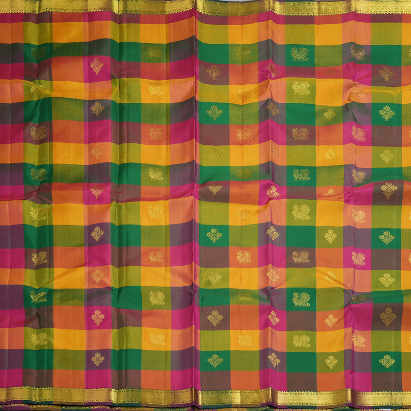 Hayagrivas Handloom Multicolour Checks Kanjivaram Silk Saree KBF318E1-1