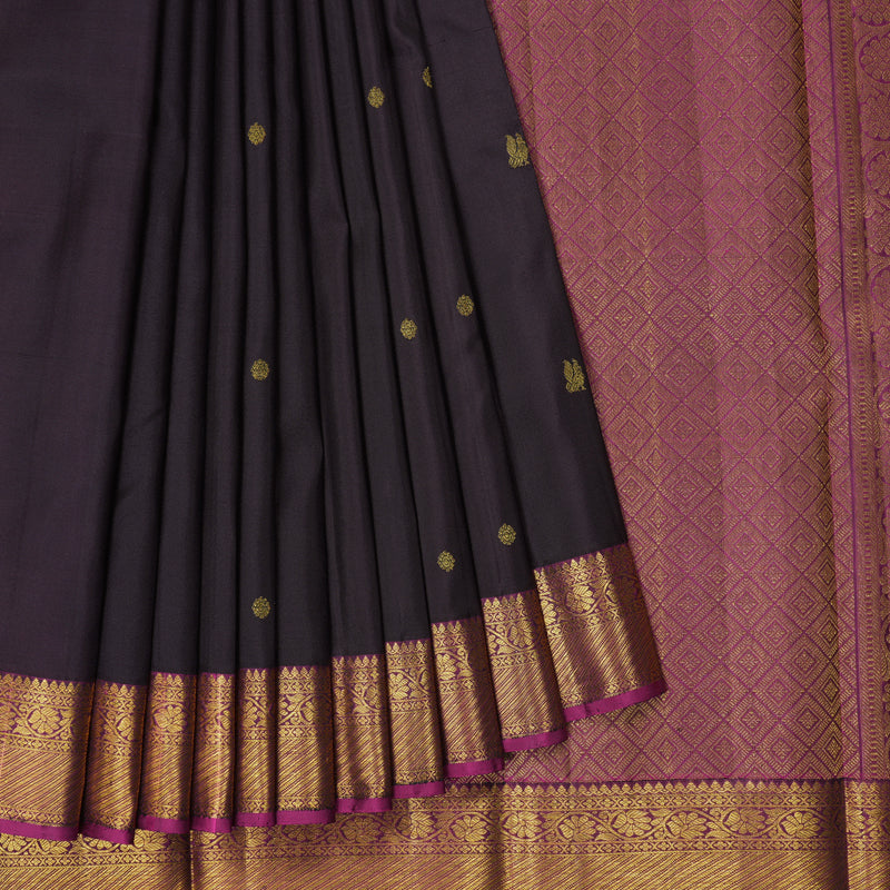 Hayagrivas Handloom Deep Nagapazham Kanjivaram Silk Saree with Magenta Border KBF318E2-1