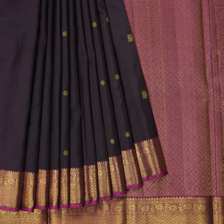 Hayagrivas Handloom Deep Nagapazham Kanjivaram Silk Saree with Magenta Border KBF318E2-1
