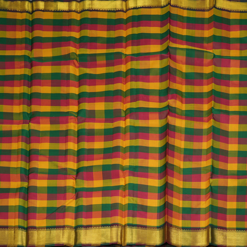 Hayagrivas Handloom Multicolour Checks Kanjivaram Silk Saree KBF318E2-2