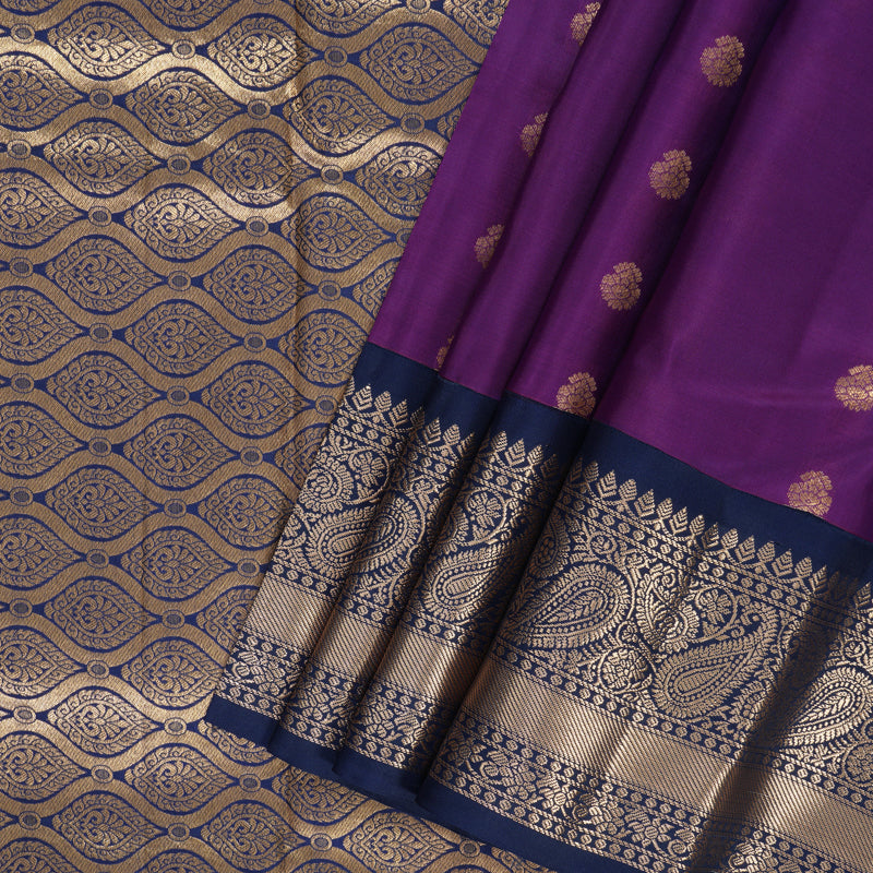Hayagrivas Handloom Purple Kanjivaram Silk Saree KBF321E1-6
