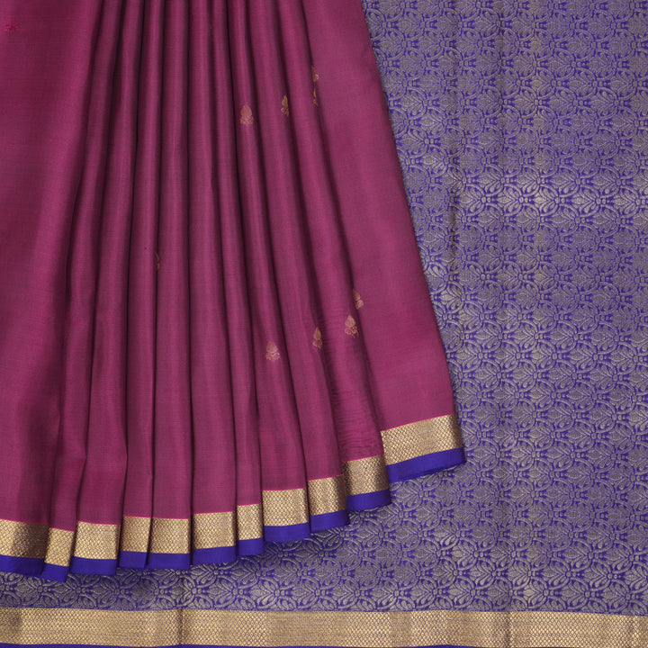 Hayagrivas Handloom Magenta Kanjivaram Silk Saree with Purple Border KBF322E1-17