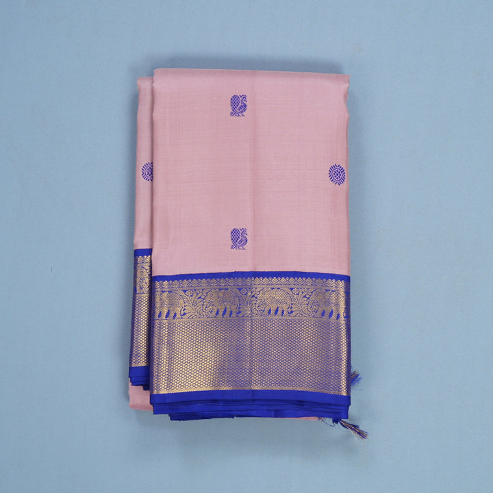 Hayagrivas Handloom Onion Pink Kanjivaram Silk Saree with Ms Blue Border KBF325E1-1