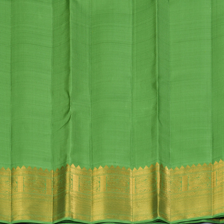 Hayagrivas Handloom Chocolate Brown Kanjivaram Silk Saree with Parrot Green Border KBF325E2-1