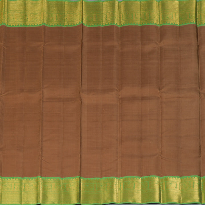 Hayagrivas Handloom Chocolate Brown Kanjivaram Silk Saree with Parrot Green Border KBF325E2-1