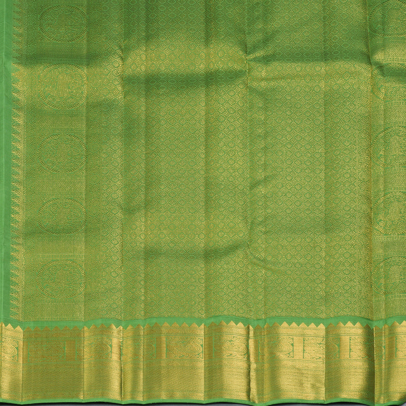 Hayagrivas Handloom Chocolate Brown Kanjivaram Silk Saree with Parrot Green Border KBF325E2-1