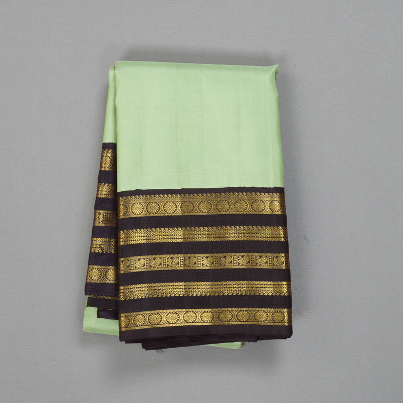 Hayagrivas Handloom Pista Green Kanjivaram Silk Saree with Midnight Blue Border KBF325E2-2