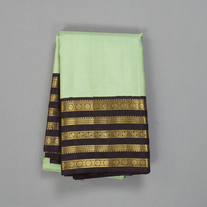 Hayagrivas Handloom Pista Green Kanjivaram Silk Saree with Midnight Blue Border KBF325E2-2