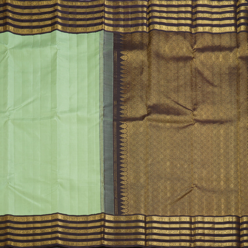 Hayagrivas Handloom Pista Green Kanjivaram Silk Saree with Midnight Blue Border KBF325E2-2