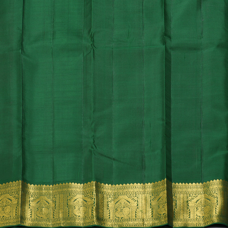 Hayagrivas Handloom Bright Pink Kanjivaram Silk Saree with Bottle Green Border KBF325E2-3