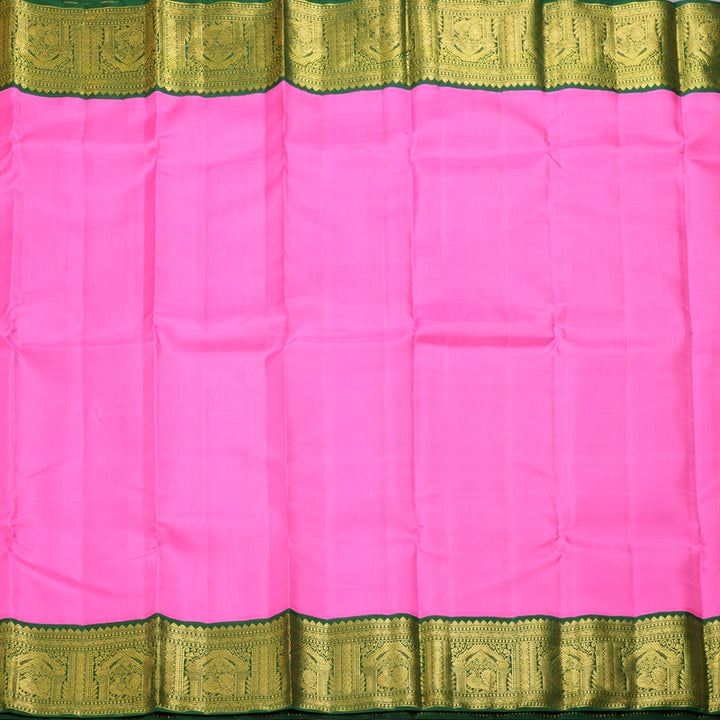 Hayagrivas Handloom Bright Pink Kanjivaram Silk Saree with Bottle Green Border KBF325E2-3