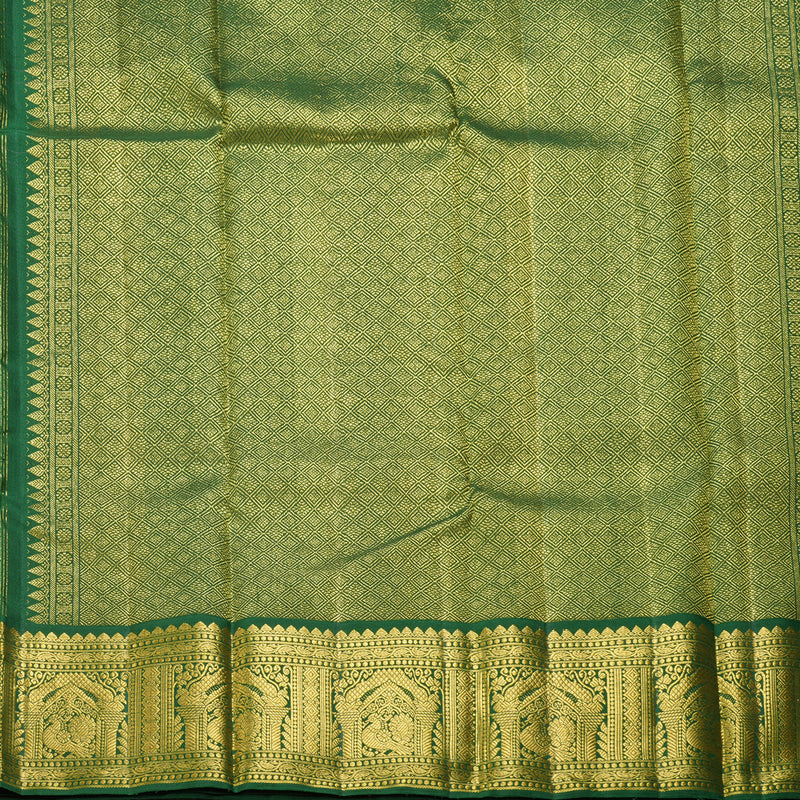 Hayagrivas Handloom Bright Pink Kanjivaram Silk Saree with Bottle Green Border KBF325E2-3