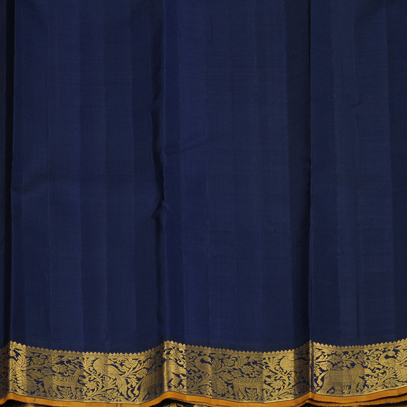 Hayagrivas Handloom Rama Green Kanjivaram Silk Saree with Navy Blue Border KBF325E3-1