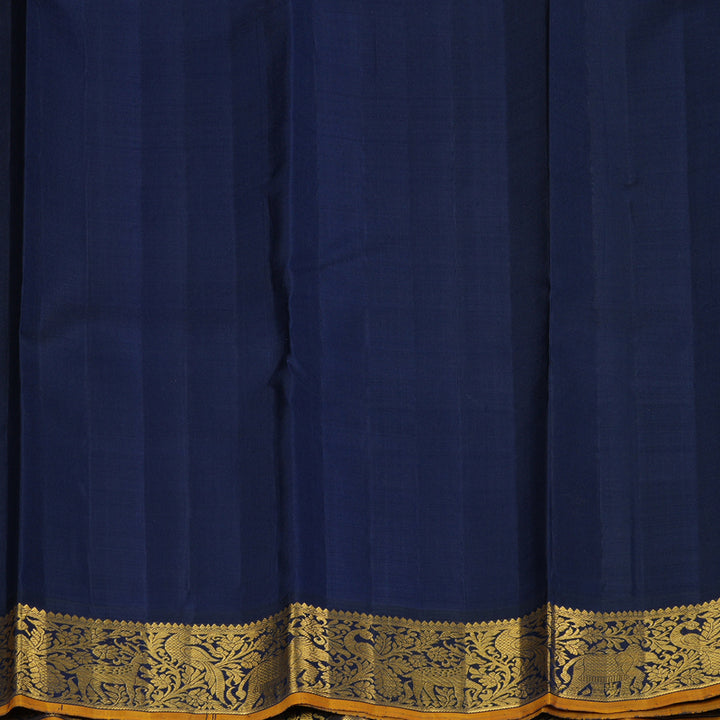 Hayagrivas Handloom Rama Green Kanjivaram Silk Saree with Navy Blue Border KBF325E3-1